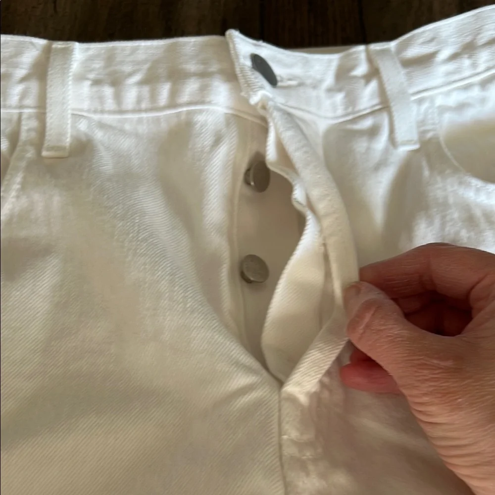 J Brand High Rise White Button Billey Jean Shorts with Frayed Hem - Picture 7 of 7